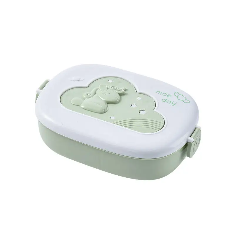 Partition Portable Microwave Oven Heated PP lunch Box Student Adult Oval Cute Cartoon Lunch Box