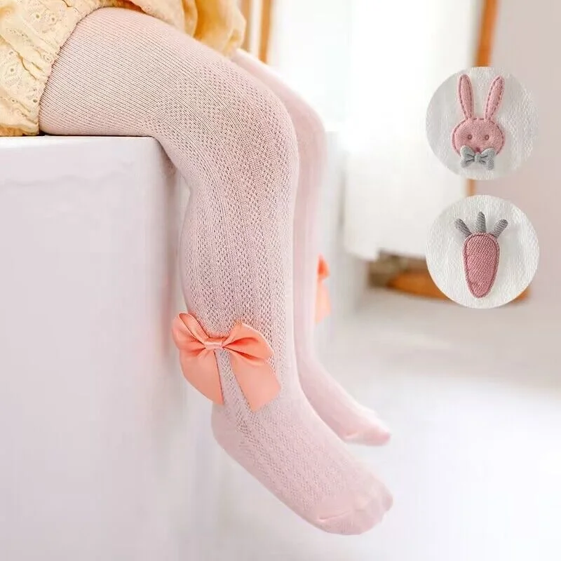 Wholesale Cute Bow Cotton Stockings Baby Girls Kids Children Summer Tights Pantyhose