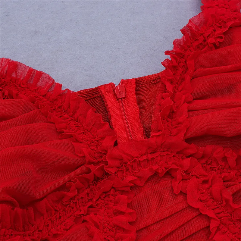 C2318 Women Christmas Dress Red Halter Pleat Bodycon Ladies 2024 Evening Dress