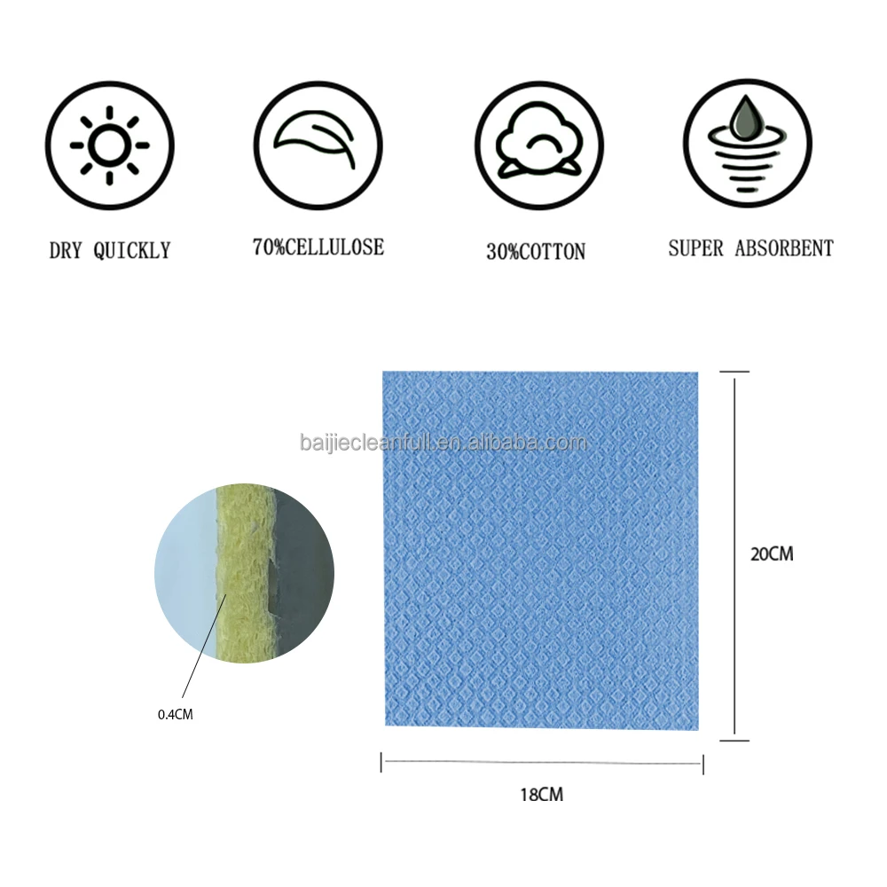 Biodegradable  swedish dishcloth cellulose sponge cloths  Dishcloth For Kitchen cleaning housecleaning