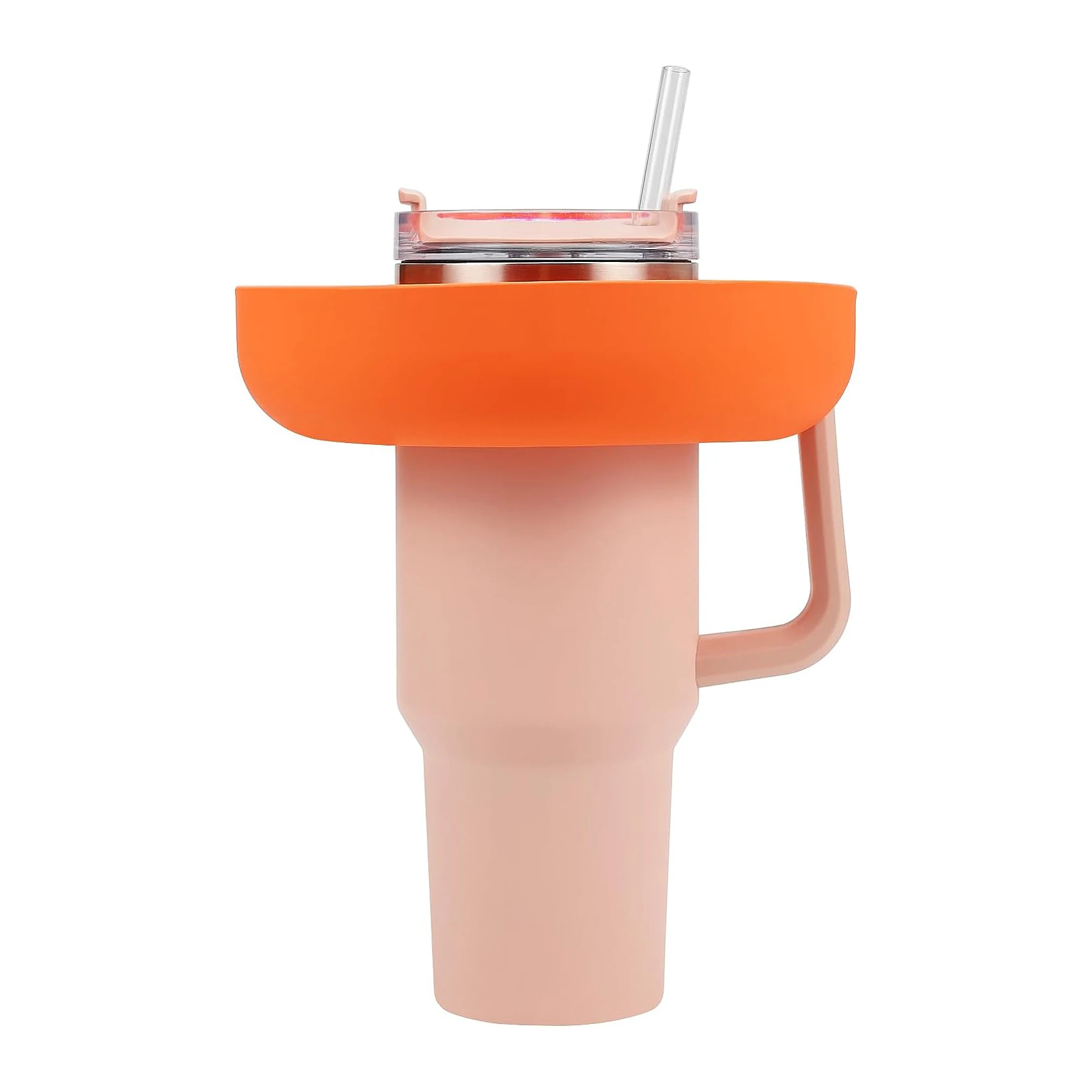 4 Compartment Reusable Silicone Snack Ring Bowl Tray  for Stanley Cup Tumbler Quencher Adventure 40oz  with Handle