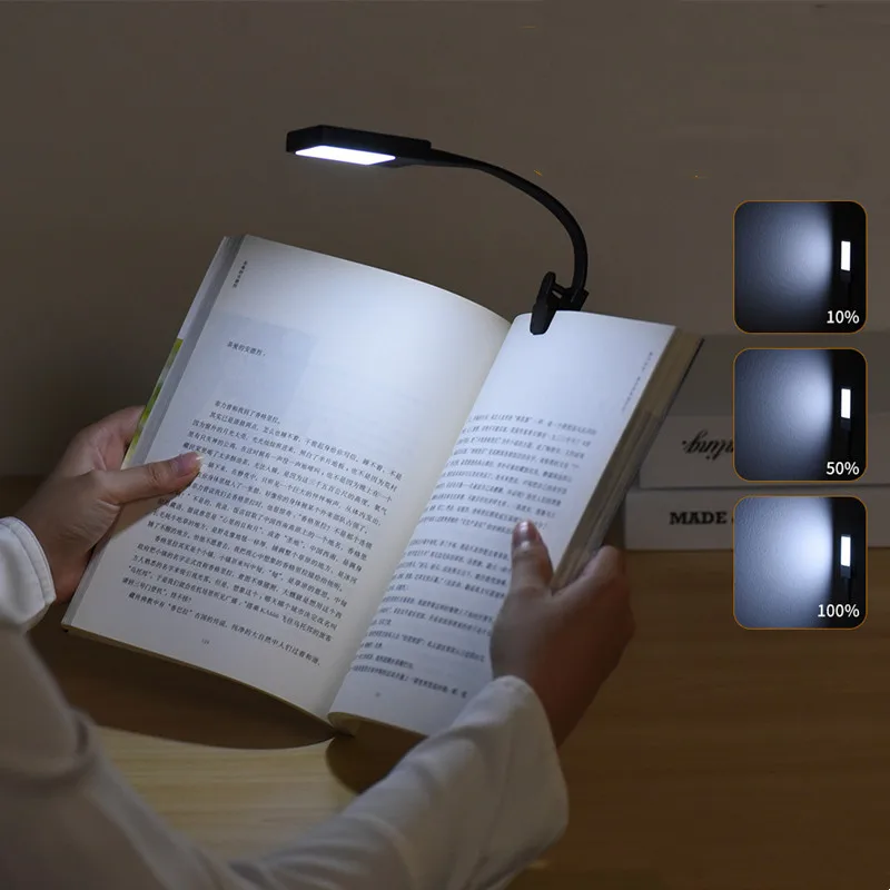 Book Light, USB Rechargeable Reading Light Reading Lamp with 3 Eye-Care Adjustable Brightness Modes, Flexible Clip on Book Light
