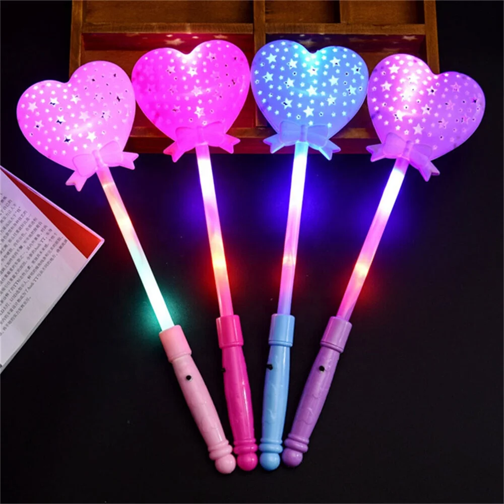 Heart Magic Sticks Toy Cheap LED Flashing Light Wand Party Birthday Christmas Decorations Plastic Girls Boys Princess Inspired