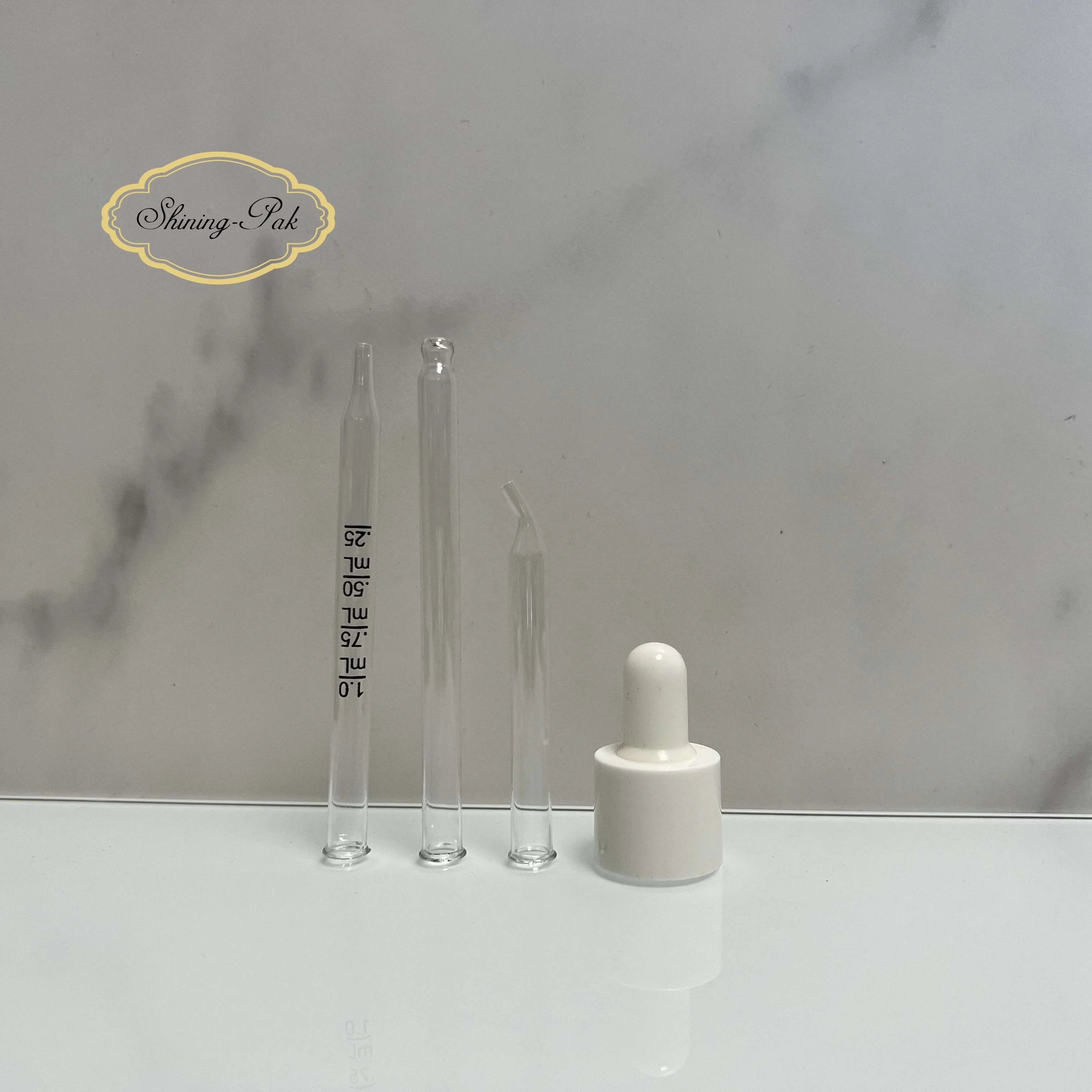 In stock 18/410 Shiny Gold Smooth Glass Pipette Aluminum Dropper Gold Dropper