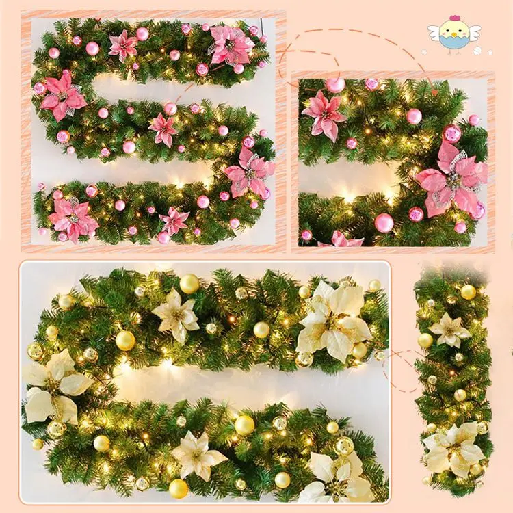 Christmas Wreath Handmade Rattan Pendant Garland Shopping Mall Christmas Tree Door Decoration Wreath Guirnalda Navidad Top grade