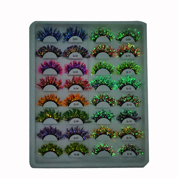 Wholesale dressing dramatic Glitter in bulk faux full long mink strips lashes 20 pairs 3d false eyelashes