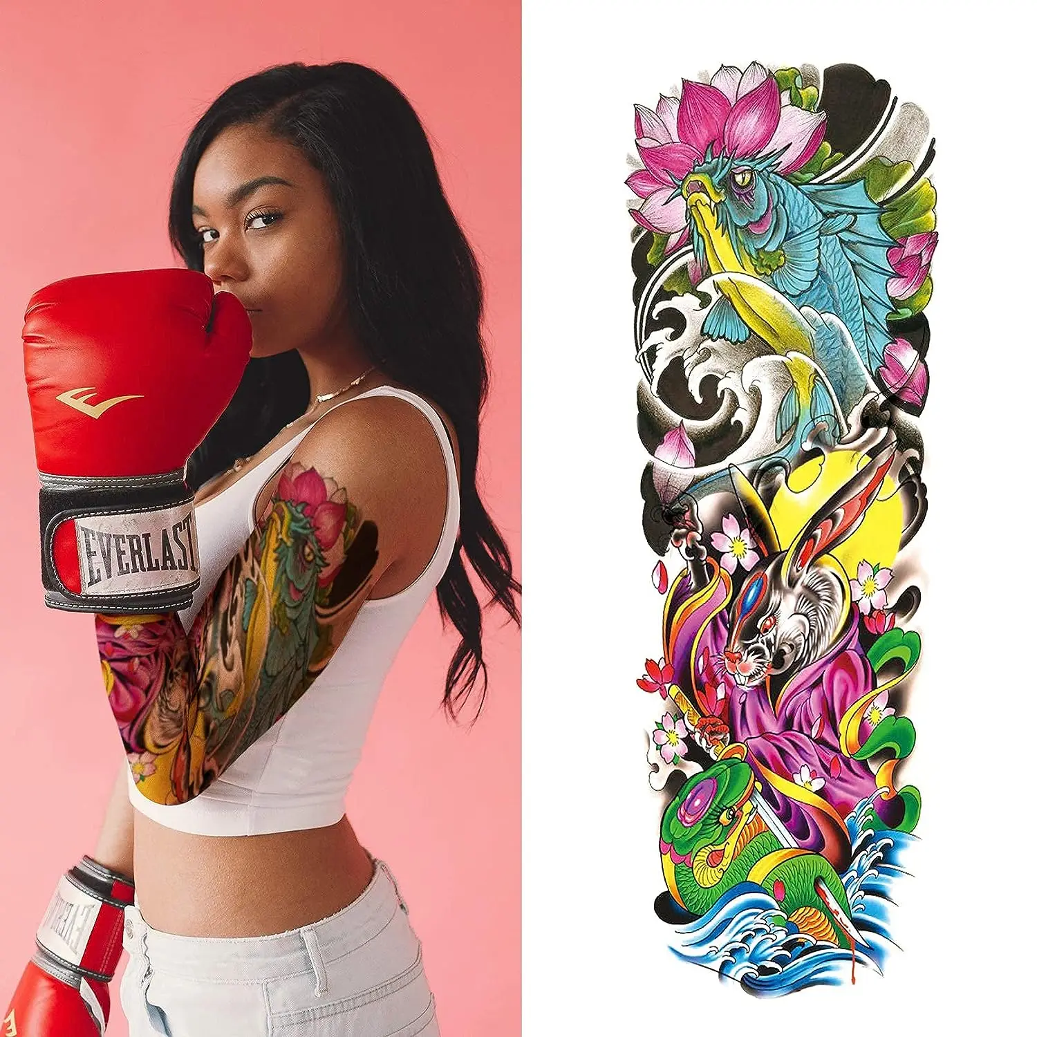 Full Arm Temporary Tattoos for Men Tattoos with Skull Half Sleeve Tattoos Temporary Realistic Adult