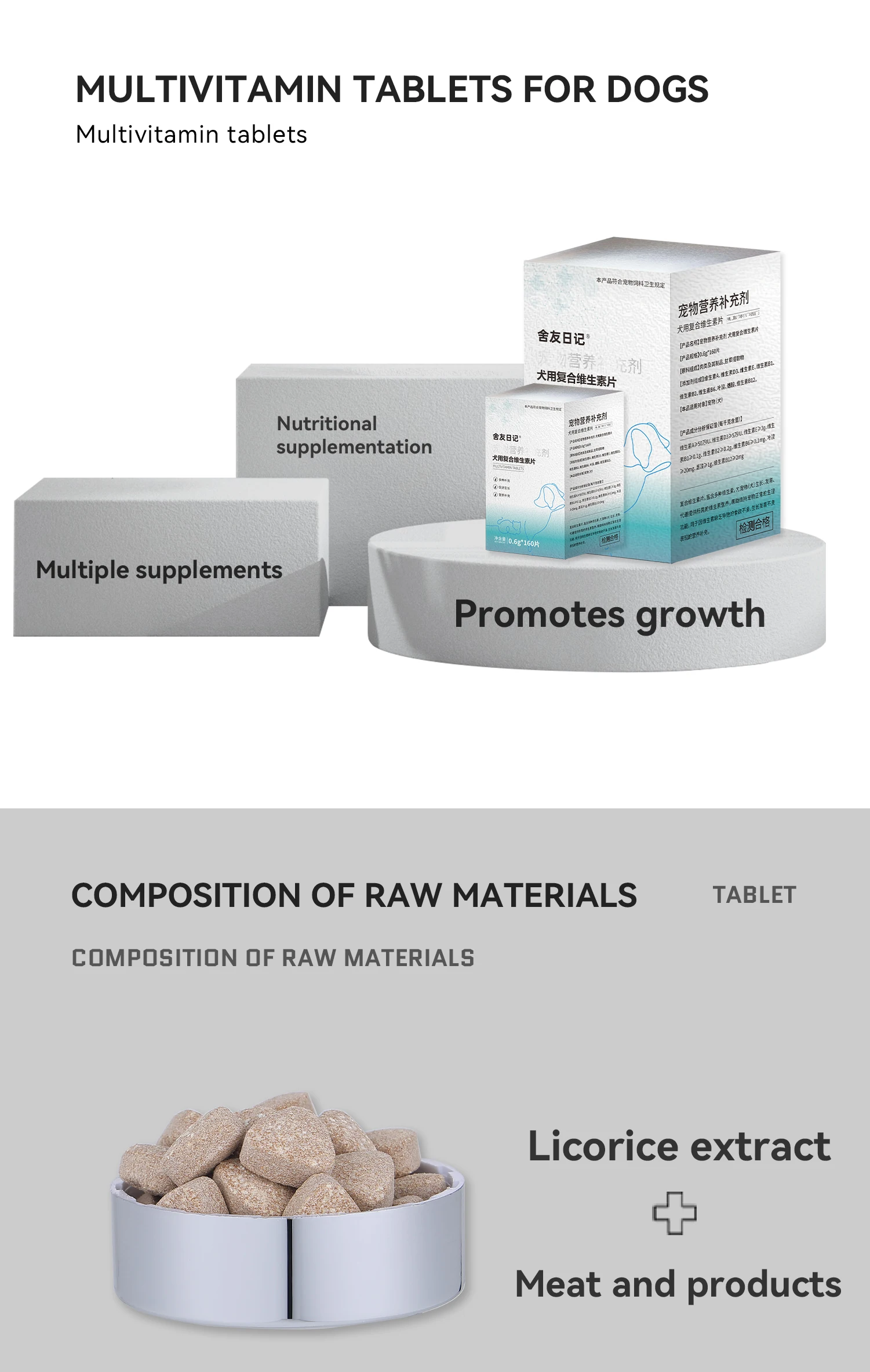 Private Label Tablet Biotin Zinc Sulphate Magnesium Streate Vitamin Feed Additive Health Supplement for Cats Dogs