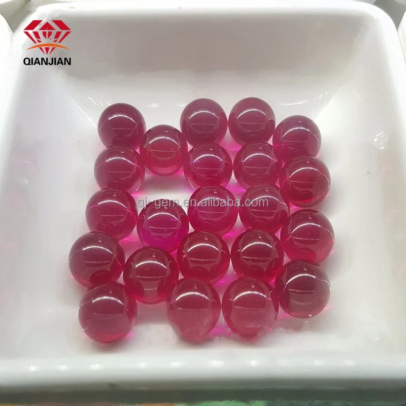 Wholesale price Ruby sphere 4mm 5mm 6mm 7mm 8mm Synthetic Corundum Pearl Ruby Bead 5# Red Loose Gemstone Ruby Balls