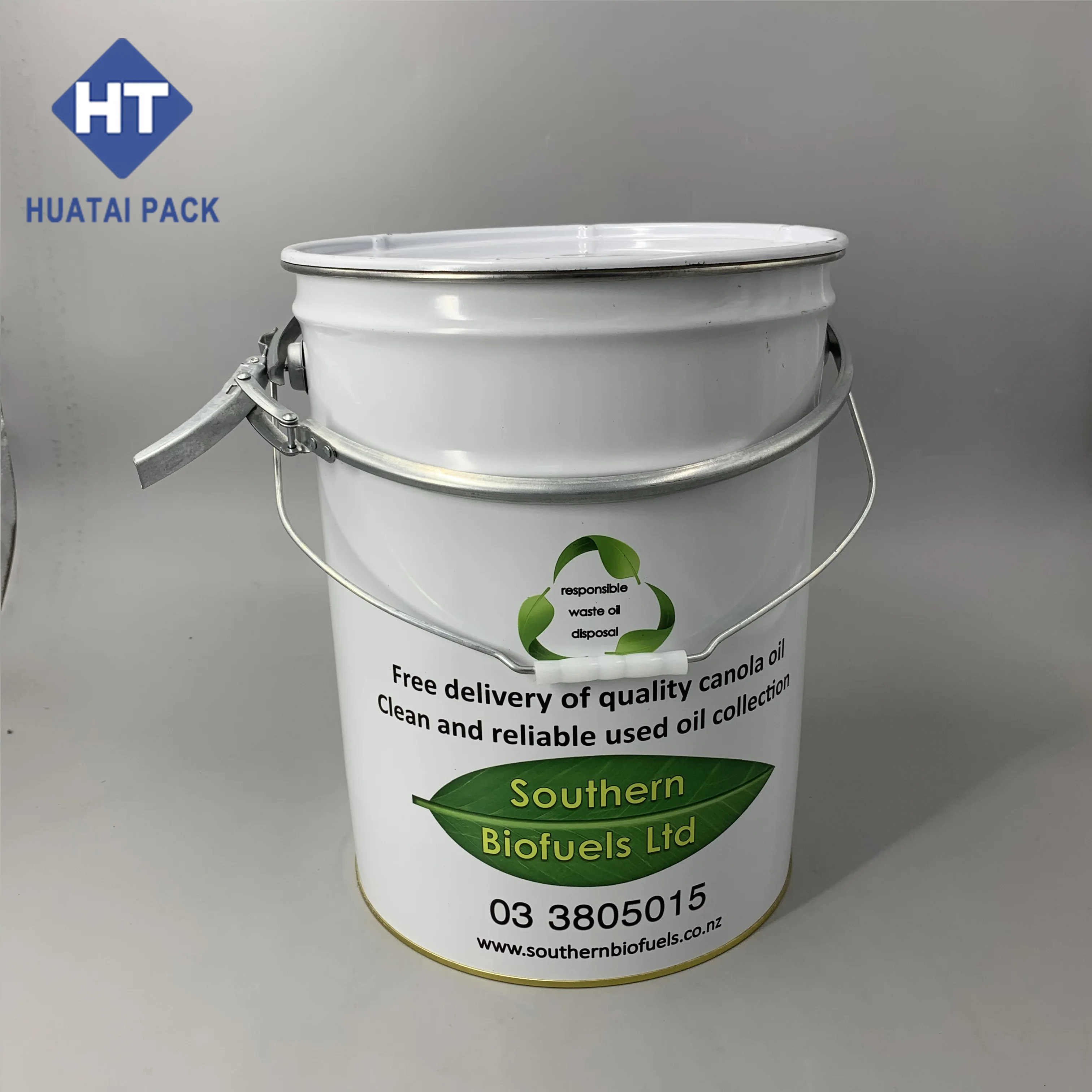 Customized 20L Metal Paint Pail Solvent Chemical Tin Bucket with Lock Ring