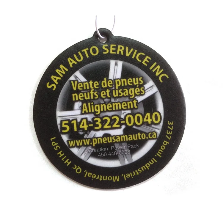 Perfume pieces hanging black round custom promotional vehicle  tyre Wholesales Best Selling Logo Printed Paper Car Air Freshener