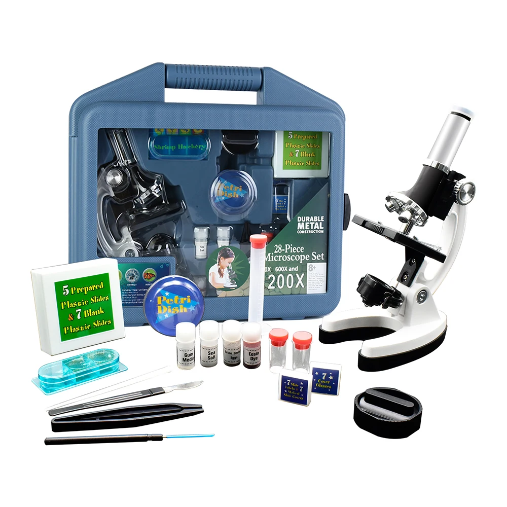Эксперимент Kit1200X высокоточный портативный светодиодный образец монокулярный Биологический микроскоп для научной лаборатории обучения студентов
