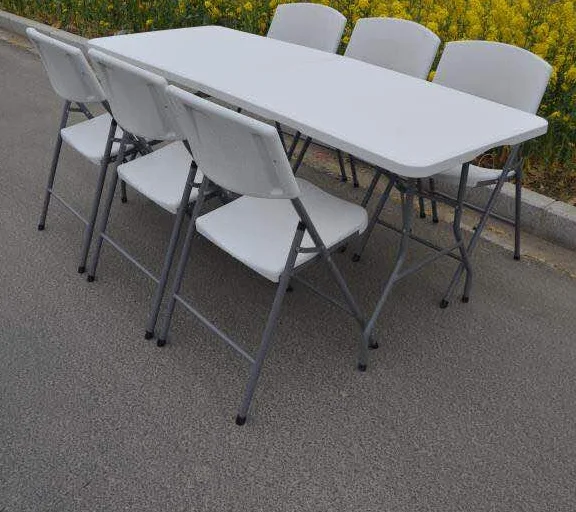 6FT white outdoor rectangular plastic folding table