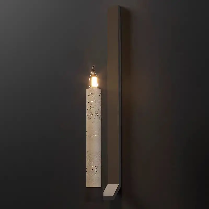 New led modern design flame candle black cave stone candle living room bedroom dining room decorative wall lamp