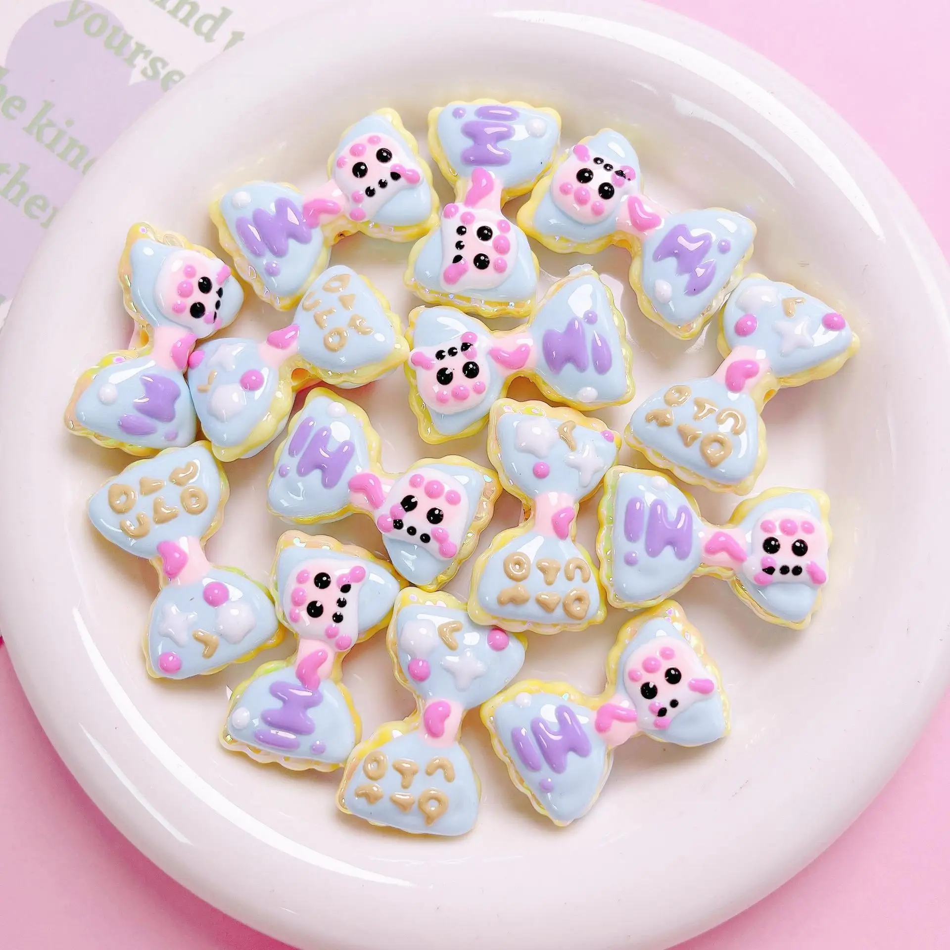 Heavy Duty Heavy Oil Hand-Painted Bow Loose Beads Diy Cell Phone Chain Keychain Accessories Acrylic Beads