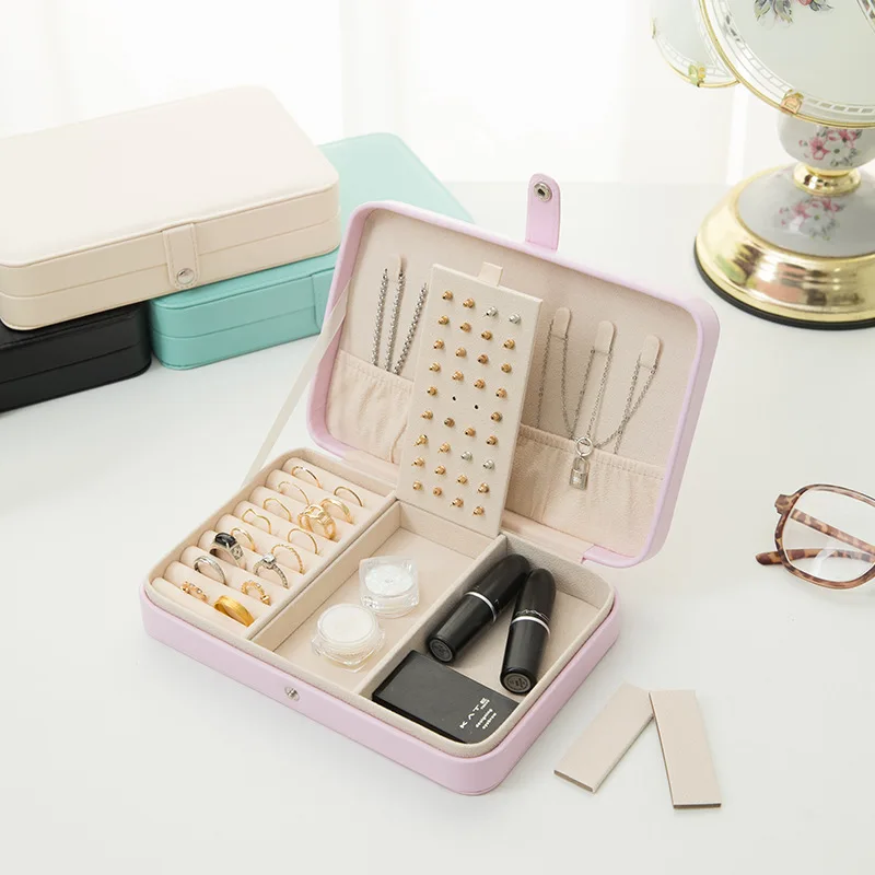 Travel Jewelry Case for Women,Portable Leather Jewelry Organizer Box for Necklace Earrings Ring Bracelet Teen Girls Moms