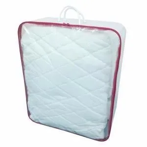 Black nylon handle clear quilt vinyl zippered storage bag
