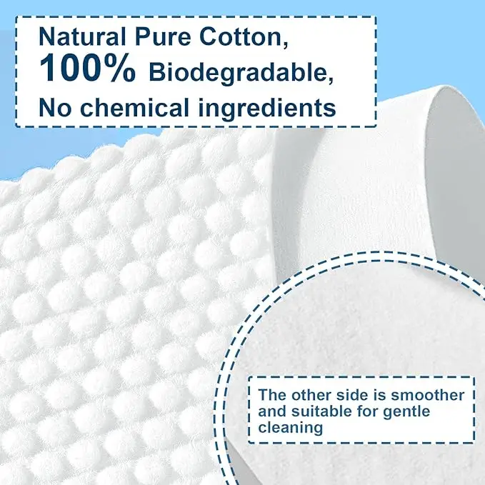 OEM 00% Biobased, Disposable Face Towels for Sensitive Skin, Super Soft Biodegradable Makeup Remover Wipes, Facial Washcloth