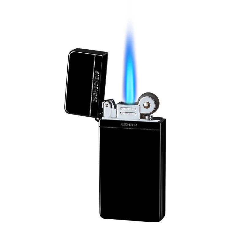 New listing wheel blue flame lighter portable windproof torch lighter with private custom pattern for cigarette