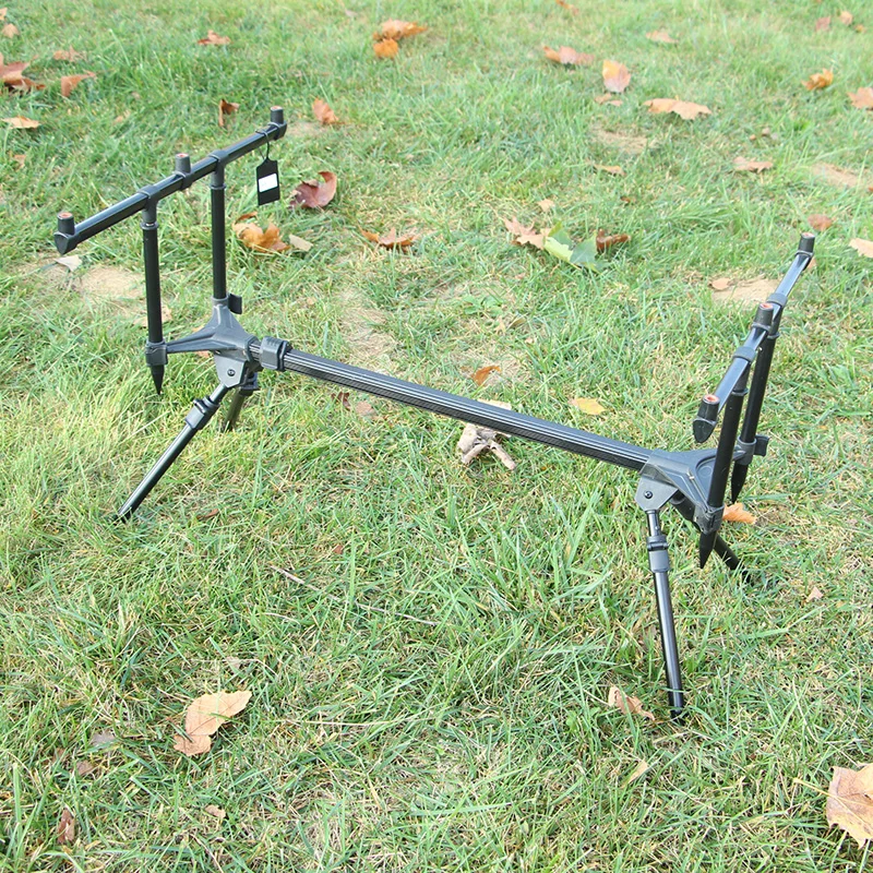 Selco Al Tube Black 2-section Structure 3 Head Carp Fishing Rod Pod for Fishing Rods Bank Sticks Rod Holder