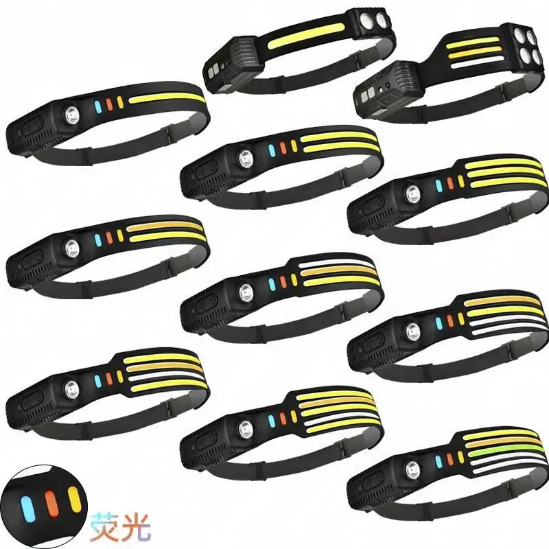 USB Rechargeable Portable Powerful Led Cob Motion Sensor Headtorch Headlamp Waterproof Running Outdoor Camping Fishing Headlamp