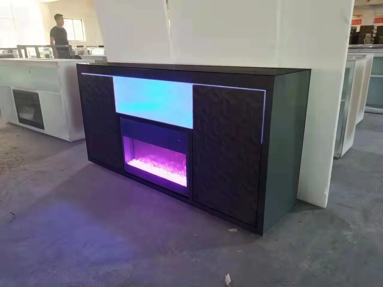 modern decorative white electric fireplace with led light with remote