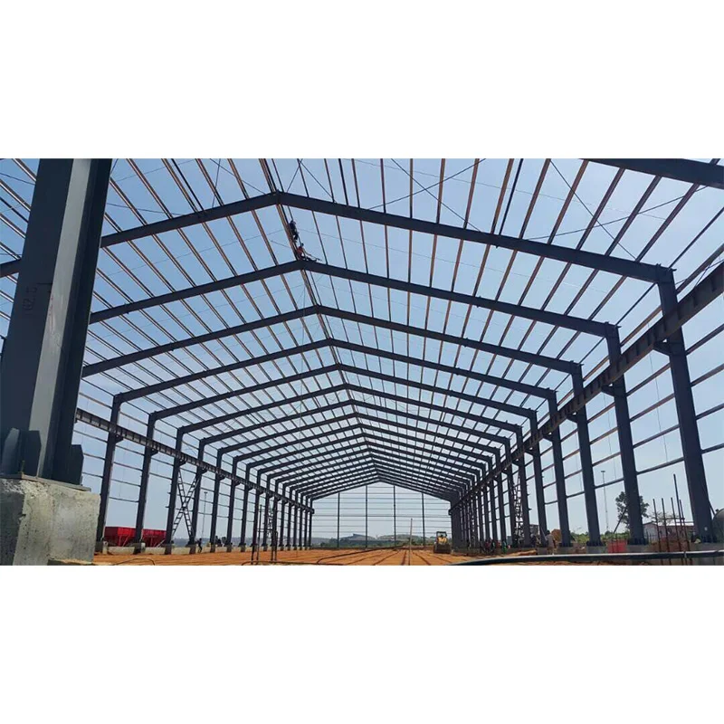 Fast install steel structure building Portal frame warehouse Logistic Park town showroom exhibition hall house