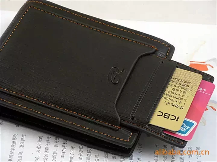 Custom Fashion Style Logo Top Quality Thin Front Pocket Retro Waterproof Mini Men Minimalist Slim Wallet