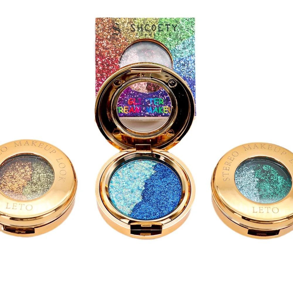 Wholesale Face Makeup Waterproof Lasting Vegan Pearl Glitter Brighten Duochrome High Pigmented Eyeshadow
