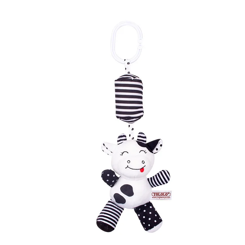 Wholesale Soft Hanging Crinkle Squeaky Learning Infant Newborn Stroller Car Seat Crib Travel Activity animal ringing toy
