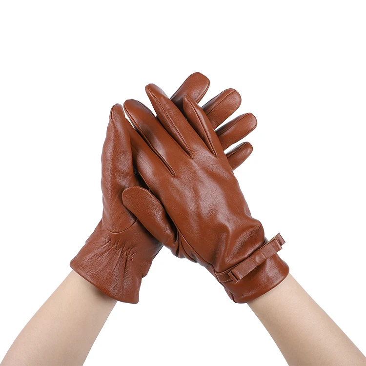 Daily Life Sheepskin Leather Fashion Winter Gloves Women