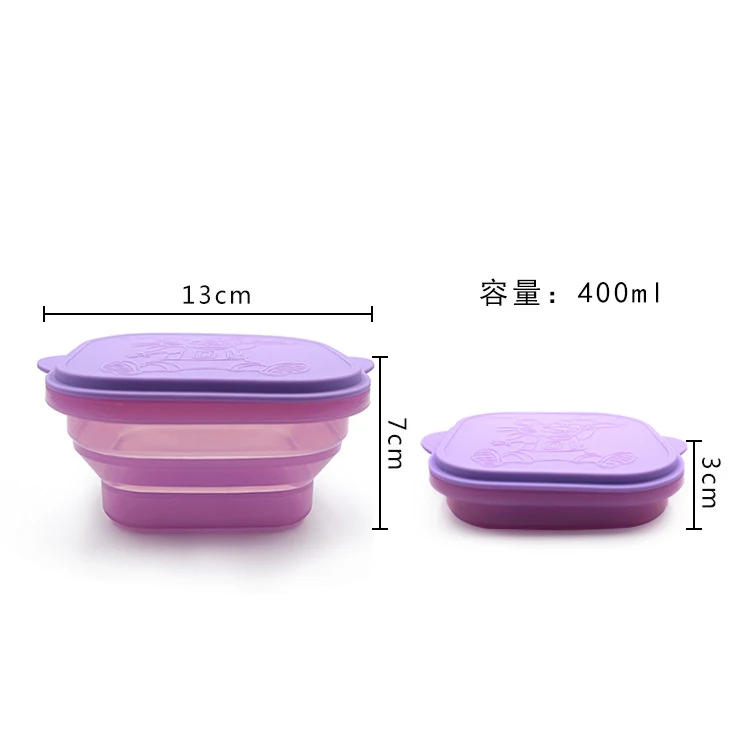 Silicone gel lunch box outdoor crisper food box folding microwave heated silicone gel bento box