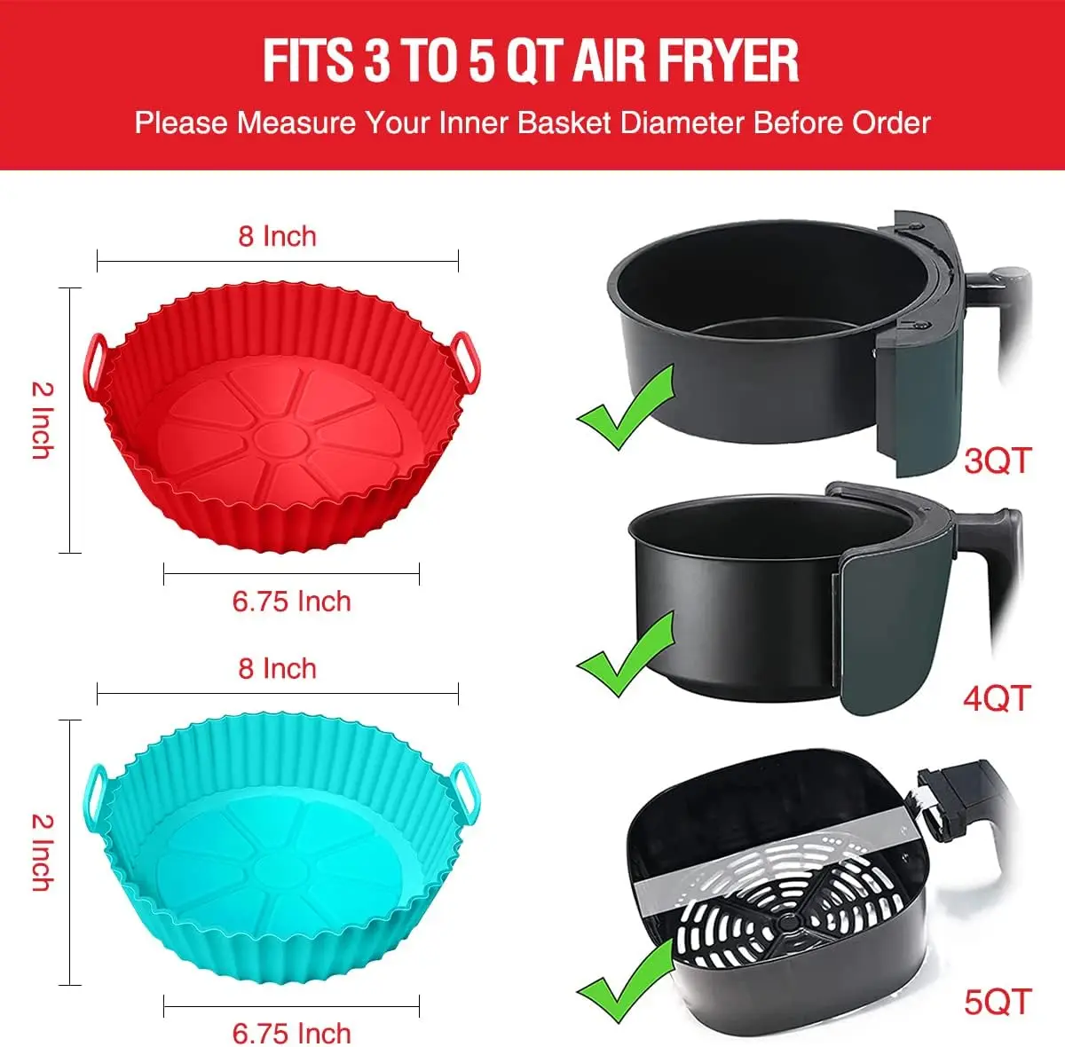 20cm BPA Free Air Fryer Liners Silicone Mat Silicone Air Fryer Mats Air Fryer Silicone Pot