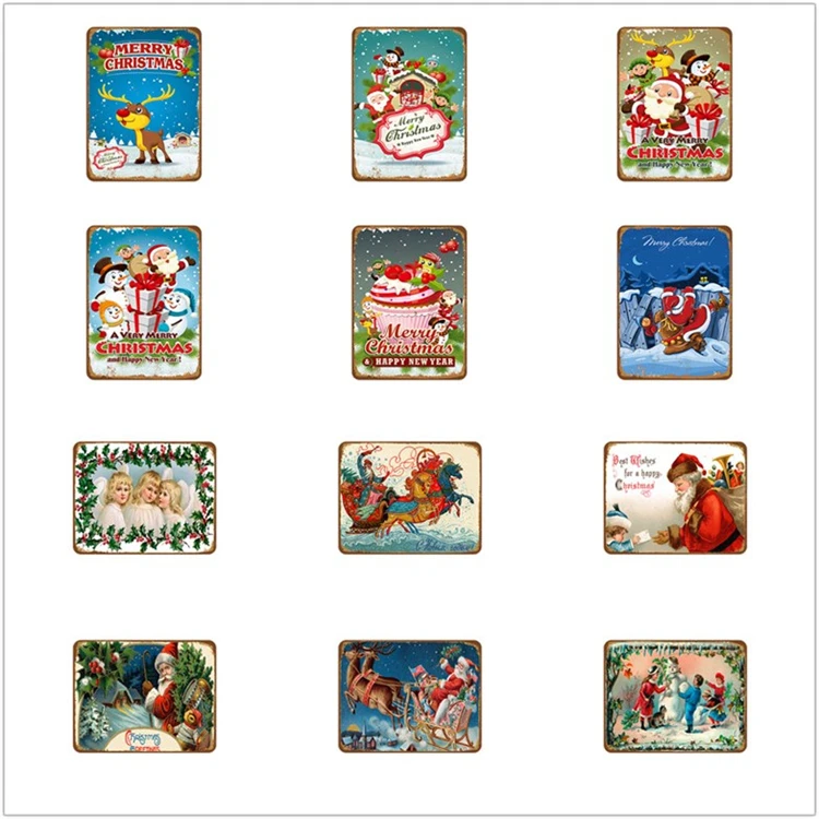  2019 Рождественское украшение металлическая пластина винтажные жестяные знаки