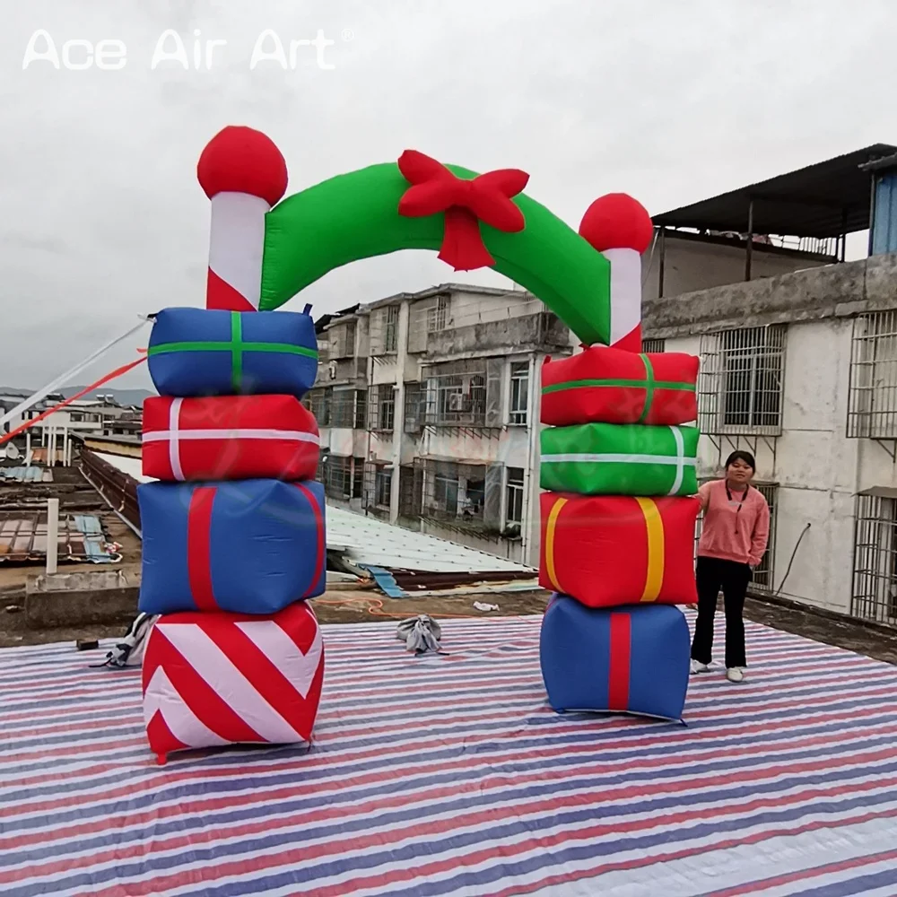 3mWx3mH Gift Box Inflatable Arch For Christmas Event Exhibition Inflatable Arch Inflatable Christmas Doorway Arch