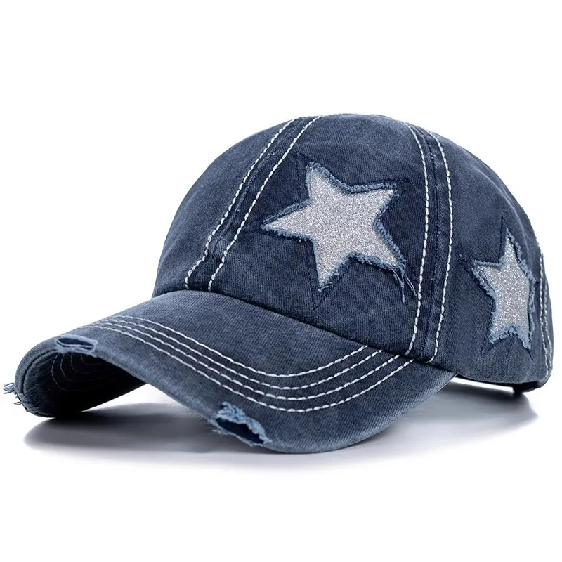 Glitter Star 6 panel baseball caps hats, adjustable cotton caps multiple color
