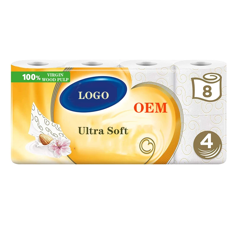 Customized 4 Ply Paper Tissues Ultra Soft Toilet Paper