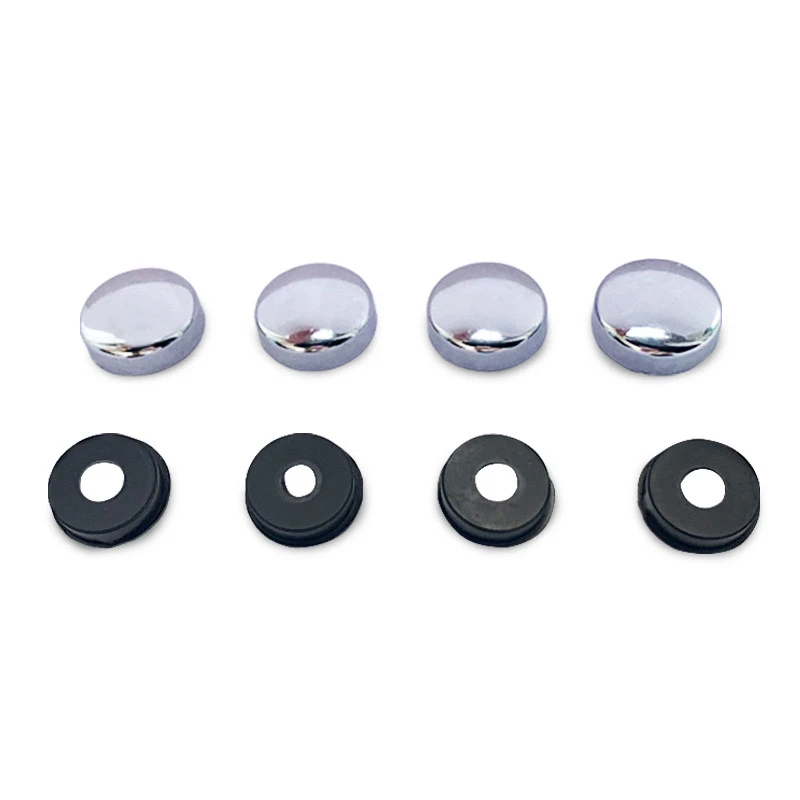 Factory Vehicle ABS Chrome Black/clear License Plate Frame Screw Nut Caps+Bolt Cover Set For Car accessories