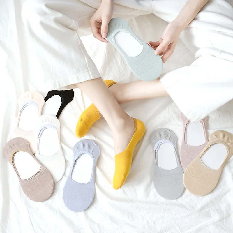 Wholesale No Show Candy Color Silicone Non-slip Invisible Socks Casual Anti Slip Low Cut Socks For Women