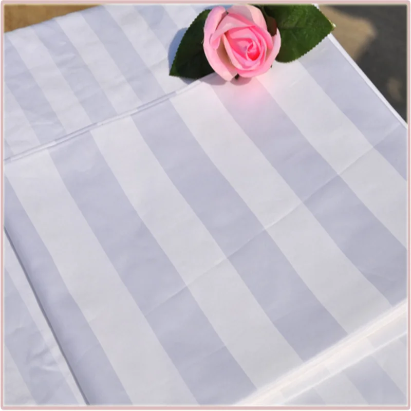 poly cotton 5050 satin 3cm stripe 250TC hotel bed sheet fabric bedding fabric