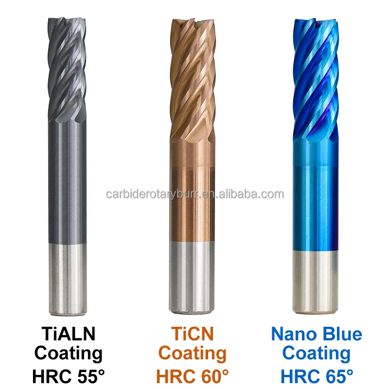 100% New Raw Material Tungsten Carbide Milling Cutter 6 Flutes Cnc Router Bit Ticn Coating Hrc 55 End Mill 6/8/10/12mm End Mills
