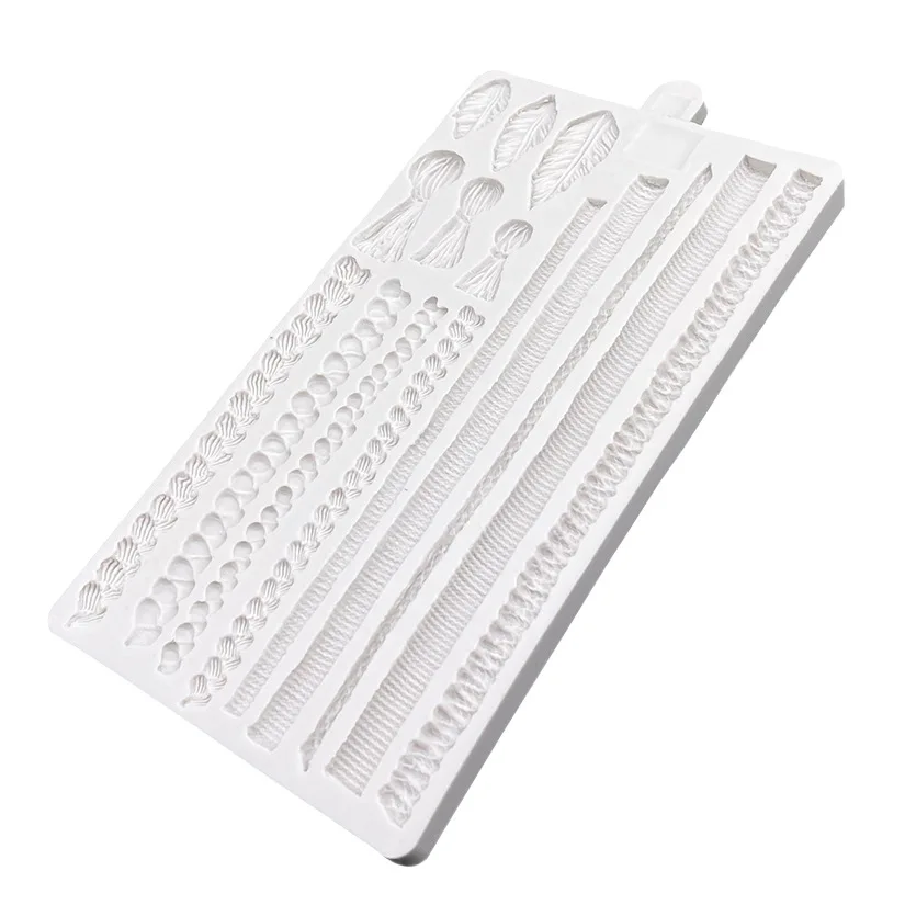 Long Rope and Knots Fondant Silicone Mat for Wedding Party Cake Border Decorating Cupcake Gum Paste Sugar Craft Candy molds