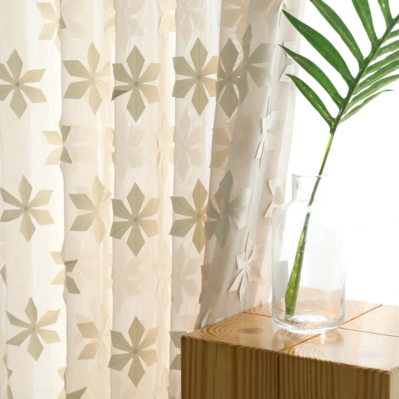 Innermor Embroidered curtains for living room Maple leaf kitchen curtain For bedroom Window ready made Curtain Customized