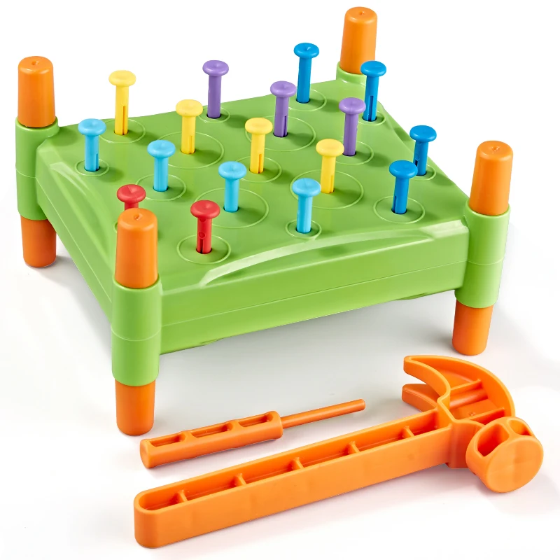 New Montessori toys Interactive Nailing Table Workbench Nails Pounding Hammering Toy Kit for Kids Fun Game Educational Toy
