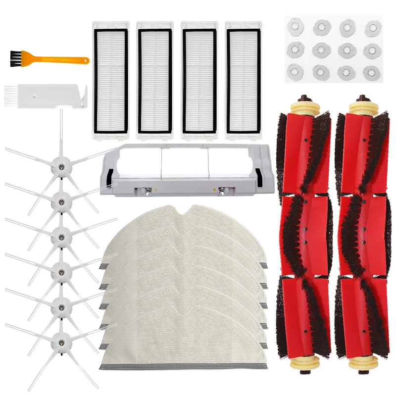 Комплект из 2 предметов Главная щетка 4 шт. Hepa фильтр 6 шт. боковым щеткам обеспечен 6 шт., швабра полотна 12 шт. фильтры для воды для Xiaomi Roborock S5 S50 Робот Запчасти