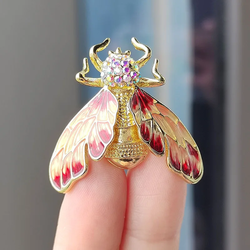 Vintage Style Bee Brooch Painting Oil Diamond Insect cicada accessory Brooch