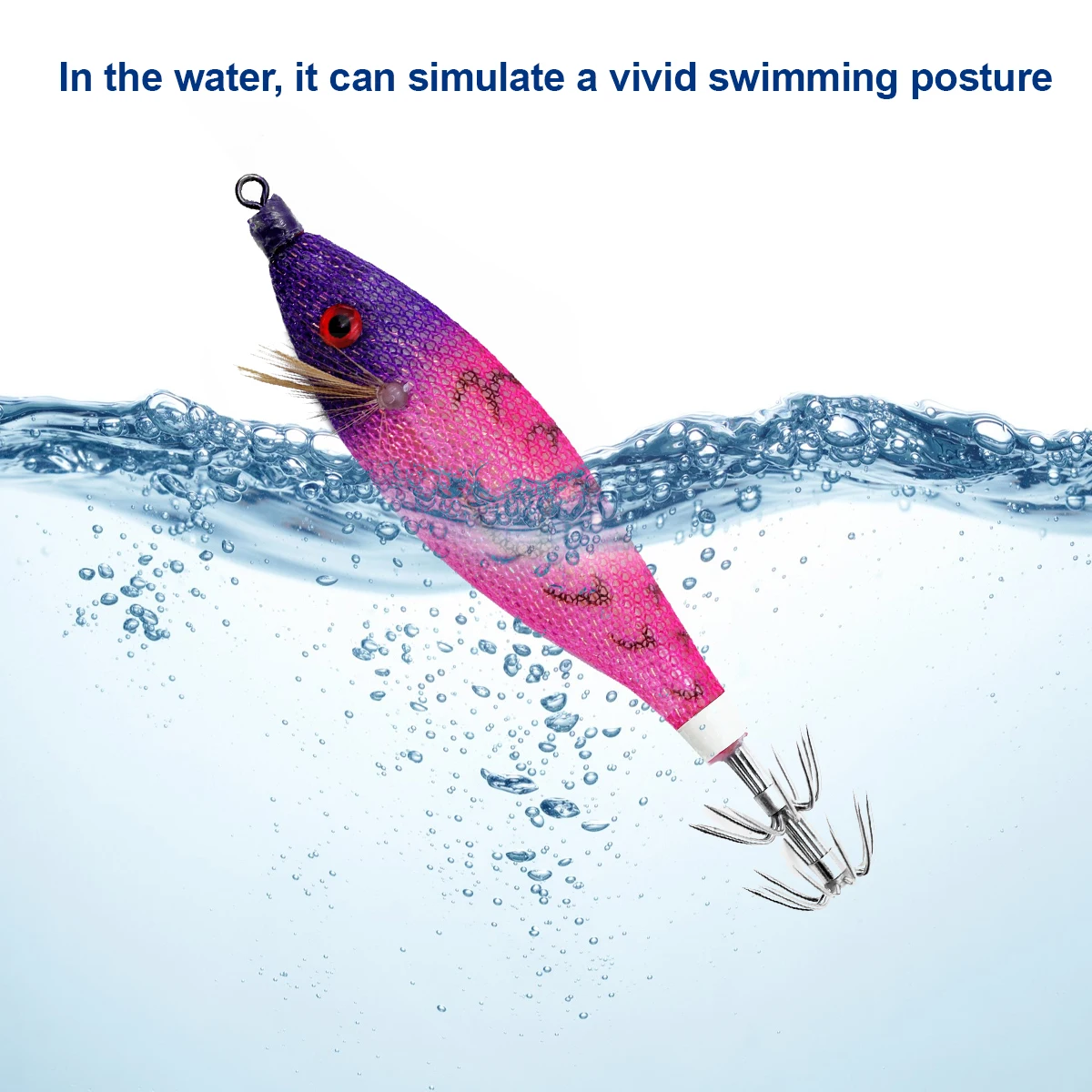 10Cm Luminous UV EGI Squid Jig Lures Wood Shrimp Plastic Baits BKK Umbrella Hook For Sea Fishing