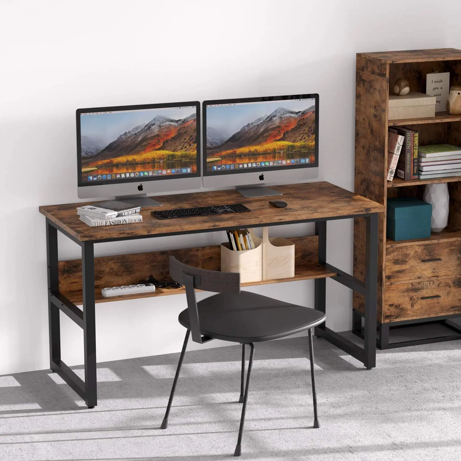 Modern Workstation Office Furniture Wooden and Metal Frame Custom Design Work Laptop Table PC Standing Computer Desk