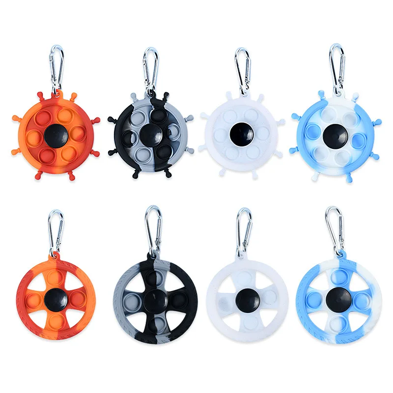 0124 New rodent pioneer keychain finger gyro bubble music silicone fingertip decompression toy