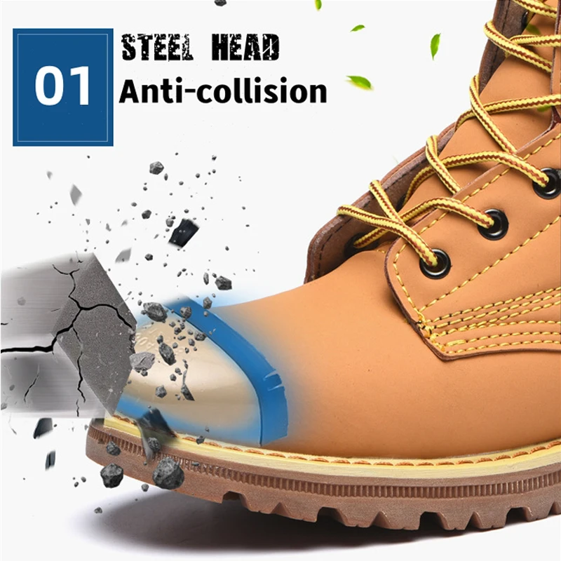Oil Resistant Acid Alkali Resistant Steel Toe Safety Boots Rubber Bottom Industrial Protective Heavy Duty Work Shoes For Man